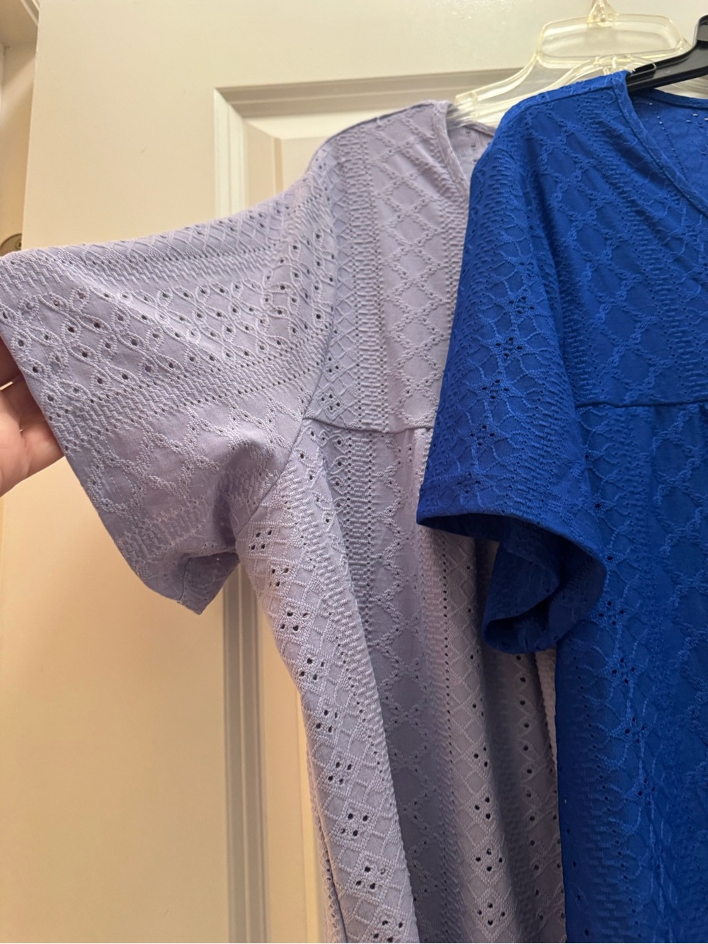 Your Style tops, short sleeve scoop neck eyelet design lavender & royal blue 3x - Picture 10 of 11
